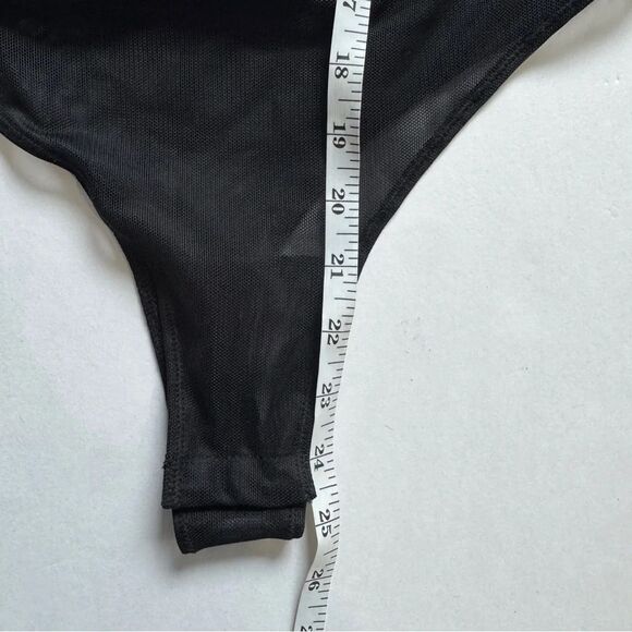 BCBGMaxAzria Velvet Black Burnout Floral Bodysuit Size XX-Small/X-Small NWT - Picture 6 of 6